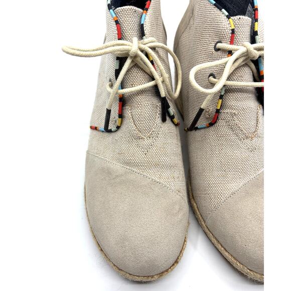 TOMS Women’s Whisper Burlap Suede Natural Desert Wedge Ankle Boots | Size 12 - Picture 5 of 16